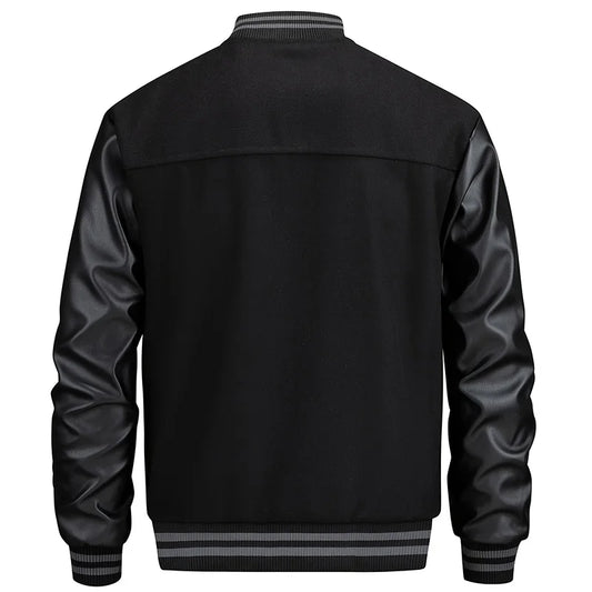 Men's Embroidered Varsity Jacket with Classic Letter Patch Streetwear Style