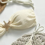 Textured Bandeau String Bikini with Starfish Hardware and Side-Tie Bottom