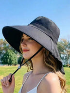 Wide Brim Outdoor Sun Hat with Adjustable Chin Strap for Beach Travel and Everyday Adventures