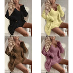 Women's Fall Loungewear Set with Long-Sleeve Cardigan, V-Neck Tank Top and Matching Shorts, Soft Relaxed Homewear Sleepwear Outfit