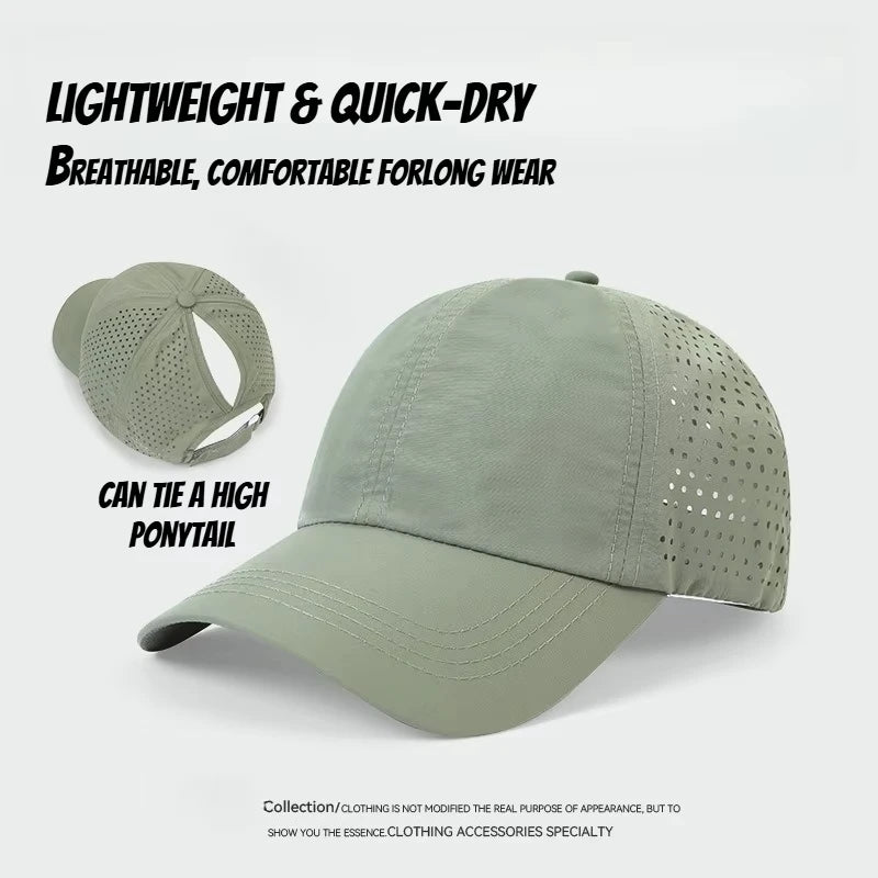 Washed Ponytail Baseball Cap Adjustable Curved Brim Casual Streetwear Outdoor Hat