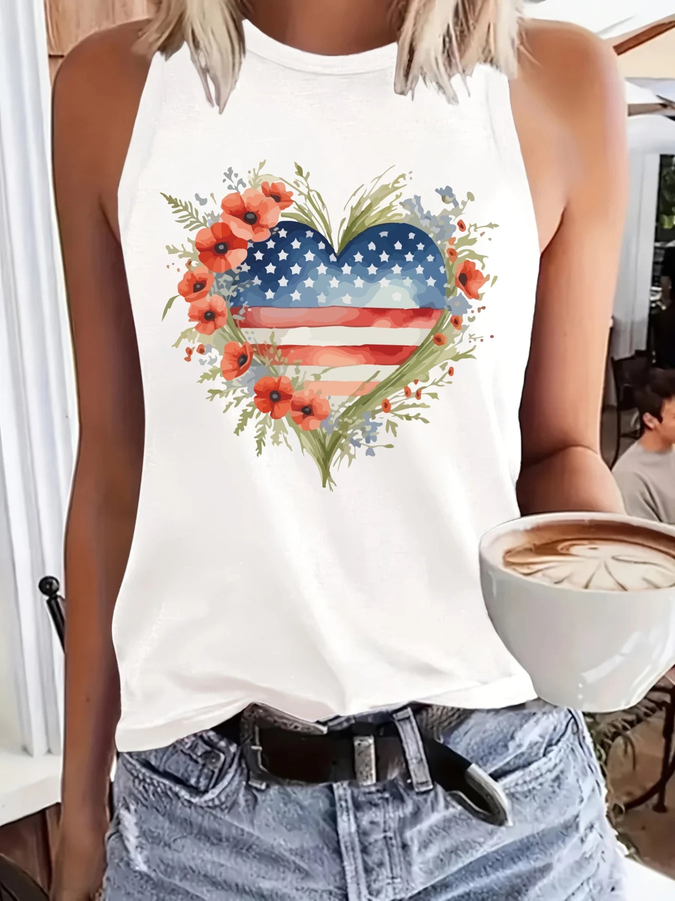 Graphic Heart Print Tank Top with Relaxed Fit Casual Everyday Streetwear Style