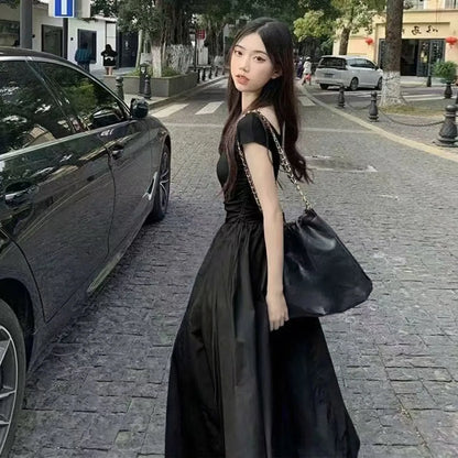 Dark Coquette Corset Maxi Dress with Elegant Gothic Streetwear Styling