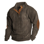 Men's Stand Collar Button Detail Relaxed Knit Streetwear Sweater Pullover