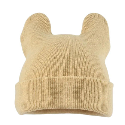 Cute Cat Ear Acrylic Knit Beanie for Playful Streetwear Casual Winter Everyday Fashion Style