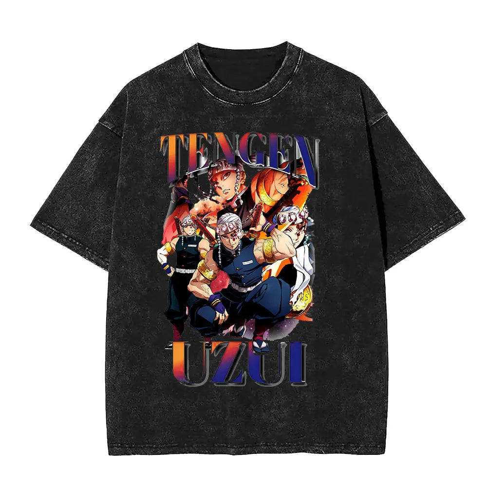 Retro Manga Warrior Oversized Vintage Streetwear Graphic Casual T-Shirt