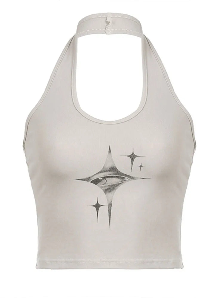 Women's Graphic Crop Tank Top with Slim Fit Sleeveless Streetwear Everyday Style