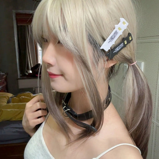 Cyber Grunge Graphic Hair Clip Set Alternative Streetwear Statement Accessories