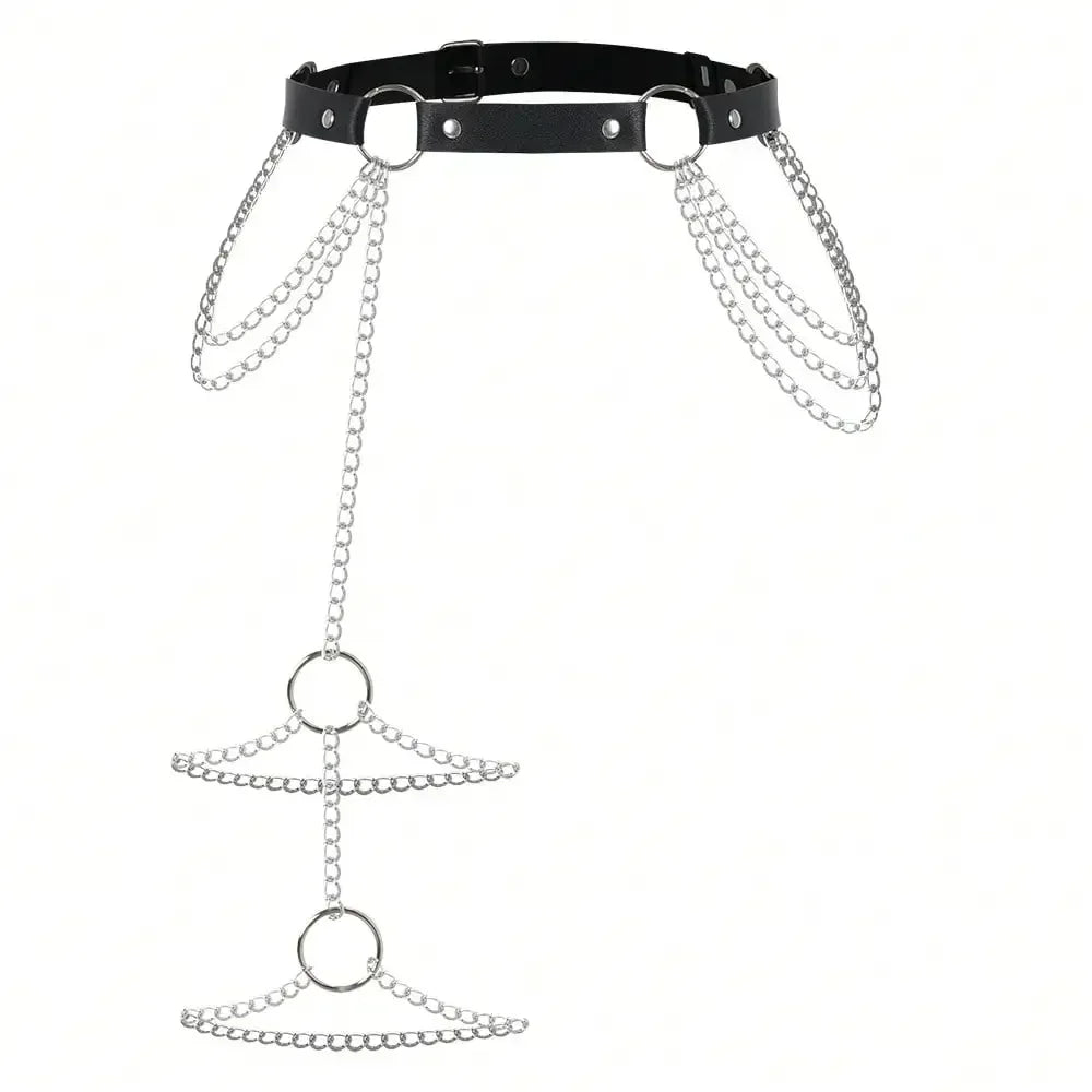 Gothic Harness Style Waist and Leg Chain for Bold Alternative Looks