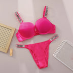 Sleek Contour Underwire Bra Set with Crystal-Embellished Straps