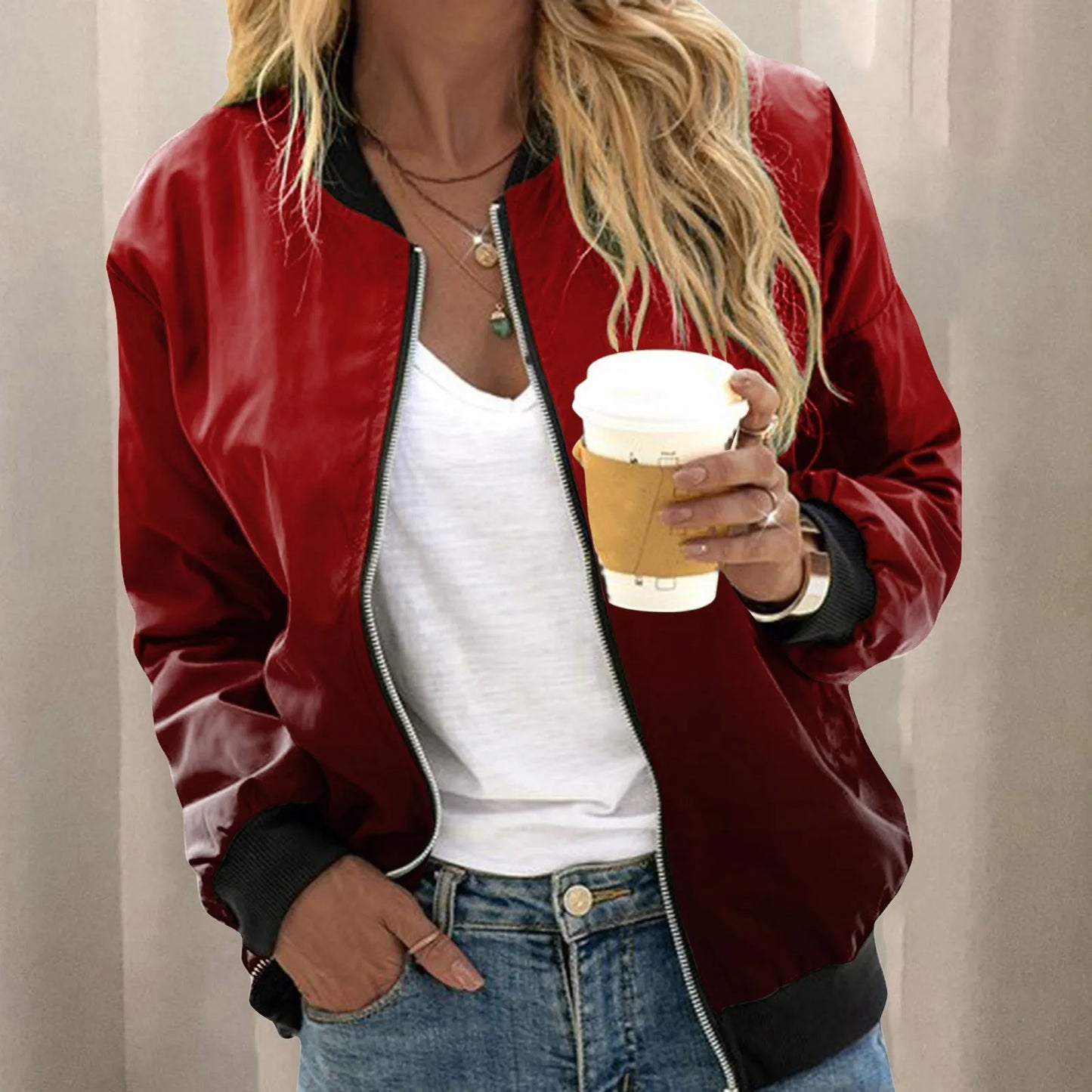 Women's Vintage Floral Print Zip-Up Bomber Jacket for Everyday Contemporary Streetwear Style