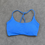 Olive Green Strappy Open-Back Sports Bra with Scoop Neckline