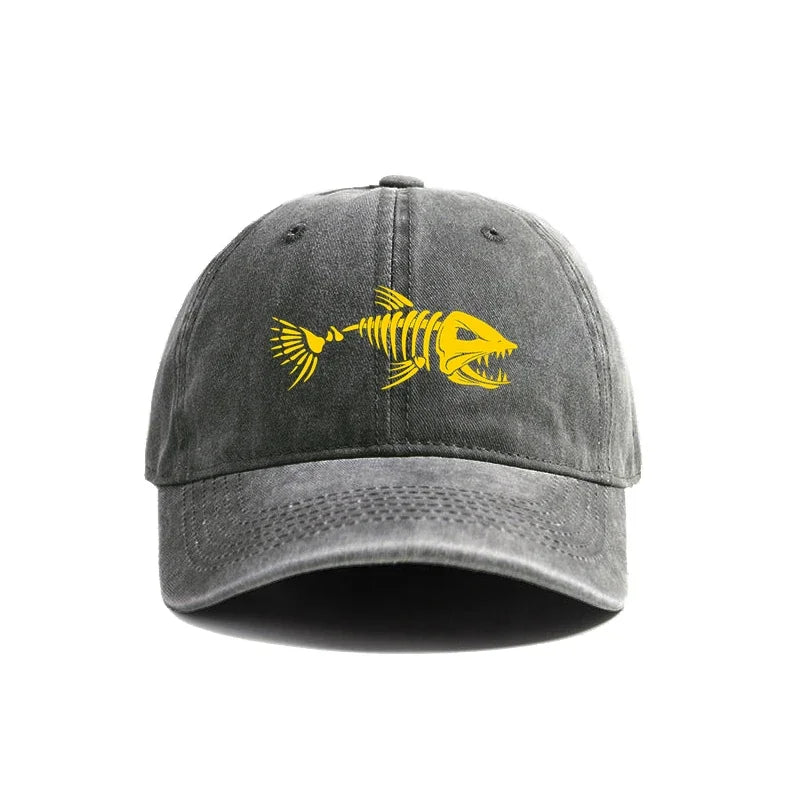 Unisex Vintage Washed Baseball Cap with Graphic Embroidery for Casual Outdoor Streetwear Style