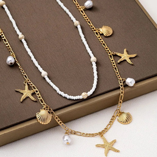 Bohemian Starfish and Shell Inspired Waist Chain for Coastal Fashion Styling