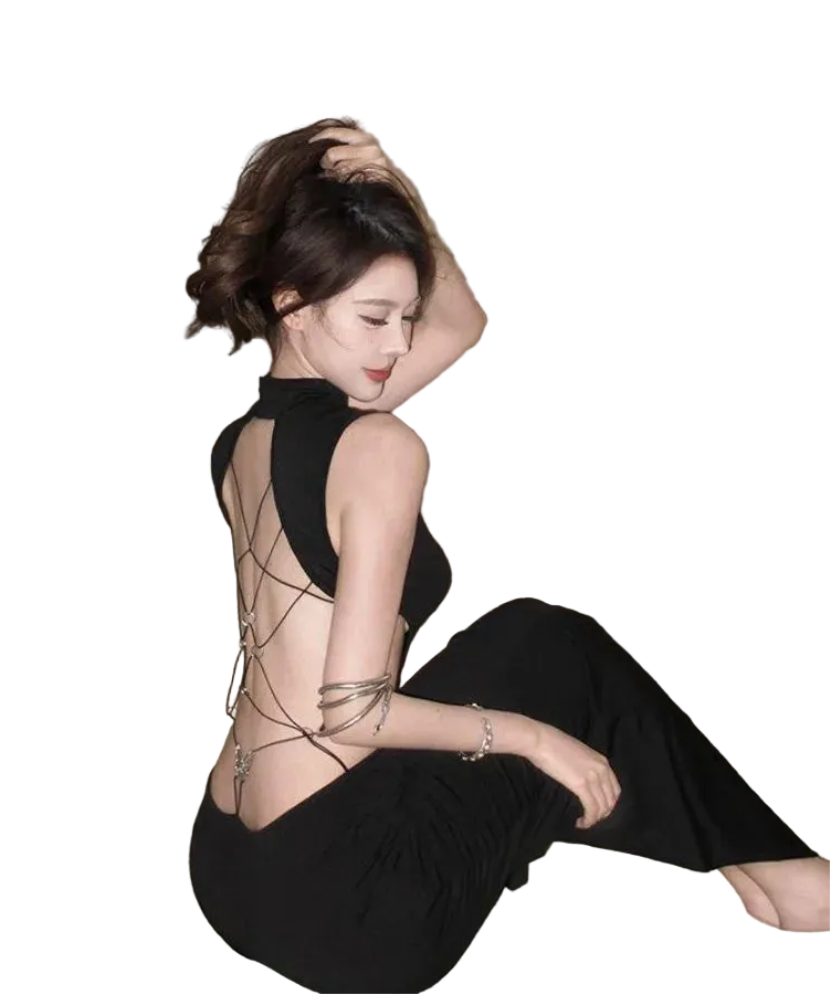 Backless Minimalist Gothic Streetwear Wide Leg Jumpsuit