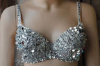 Glamorous Rhinestone-Studded Plunge Bra with Crystal Embellishments