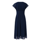 Flowing Chiffon Wrap Front Feminine Alternative Midi Dress