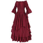 Layered Cottage Gothic Ruffle Maxi Dress with Romantic Silhouette