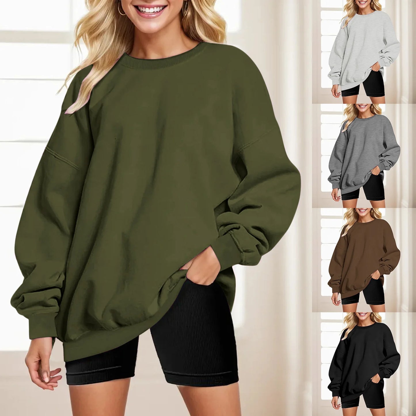 Women's Oversized Hooded Pullover Sweatshirt with Drop Shoulders for Everyday Streetwear Style