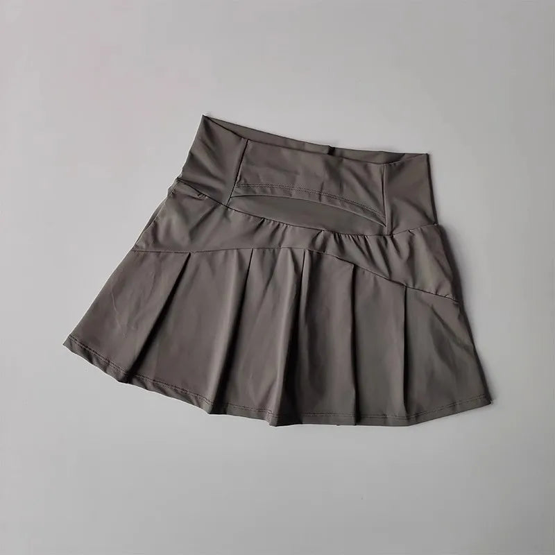 High Waist Active Skort with Built-In Shorts Performance A-Line Design