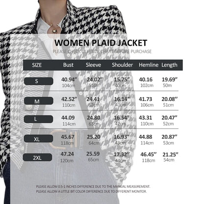 Retro Houndstooth Stand Collar Jacket with Tailored Vintage Inspired Silhouette