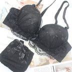 Lavender Butterfly Embroidery Push-Up Bra and High-Waist Panty Set