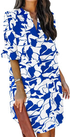 Oversized V-Neck Mini Dress with Ruffle Sleeves Contemporary Casual Streetwear Style