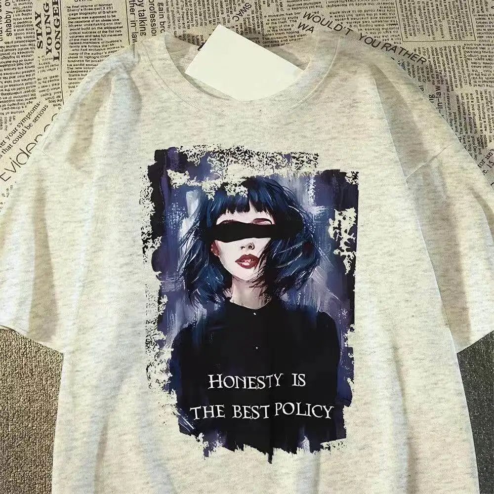 Oversized Vintage Portrait Graphic Cotton T-Shirt with Dark Streetwear Artwork