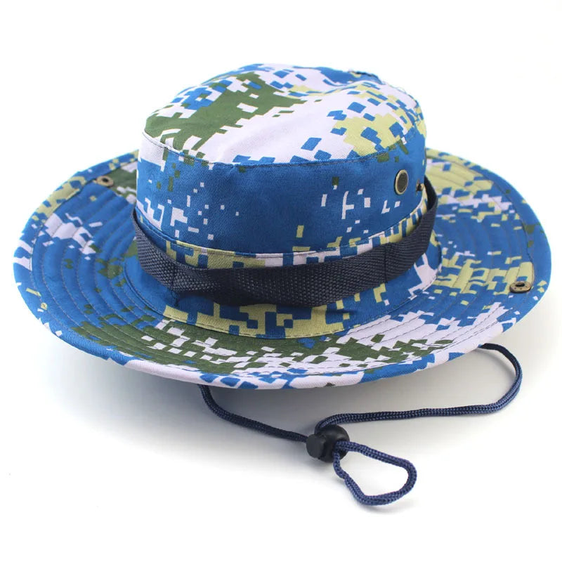 Unisex Outdoor Boonie Bucket Hat with Adjustable Chin Cord for Hiking Fishing and Travel