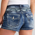 Women's High Waist Slim Fit Denim Style Shorts with Classic Everyday Casual Silhouette