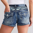 Women's High Waist Slim Fit Denim Style Shorts with Classic Everyday Casual Silhouette