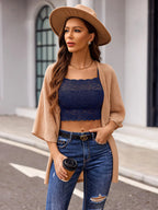 Women's Lace Knit Camisole Tank Top with Slim Fit Sleeveless Everyday Streetwear Styling