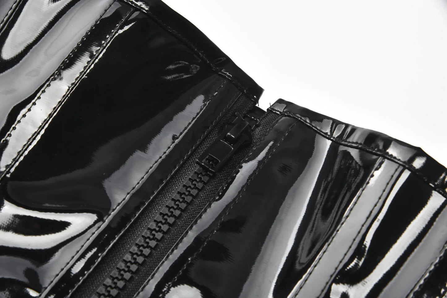 Glossy PVC Underbust Corset Belt with Structured Panels and Sculpted Fit
