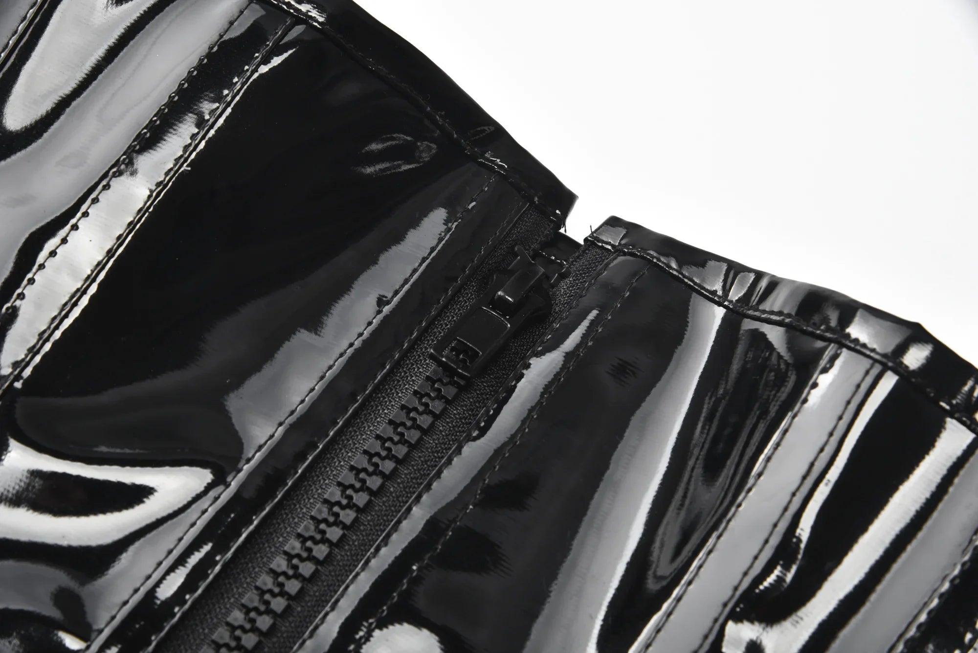 Glossy PVC Underbust Corset Belt with Structured Panels and Sculpted Fit