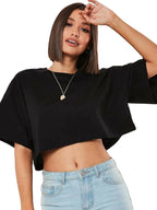 Women's Relaxed Cropped T-Shirt for Minimalist Casual Streetwear Everyday Comfort and Layered Style