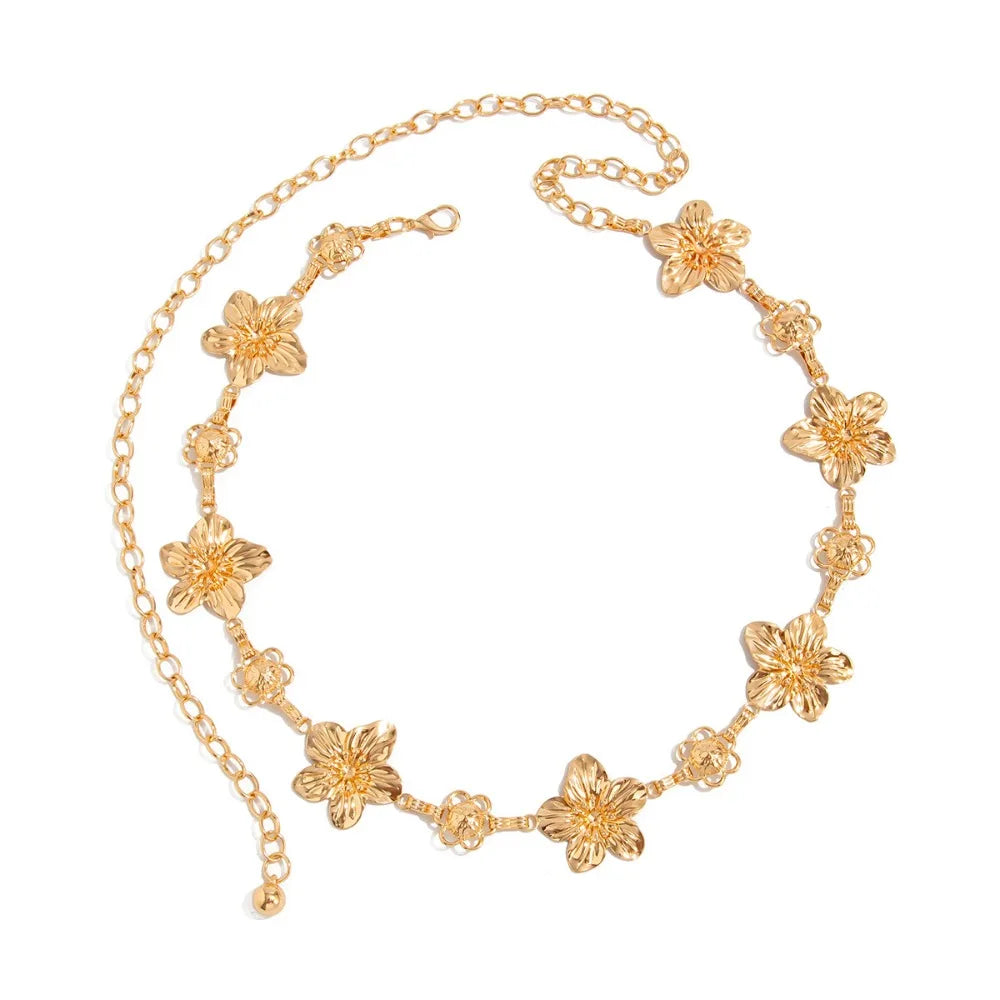 Delicate Floral Charm Waist Chain for Romantic and Bohemian Fashion Styling