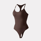 Seamless Racerback Thong Bodysuit in Versatile Beige
