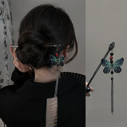 Celestial Moon Tassel Hair Stick Vintage Gothic Statement Hair Accessory