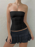 Strapless Corset Crop Top with Structured Fit Contemporary Streetwear Style