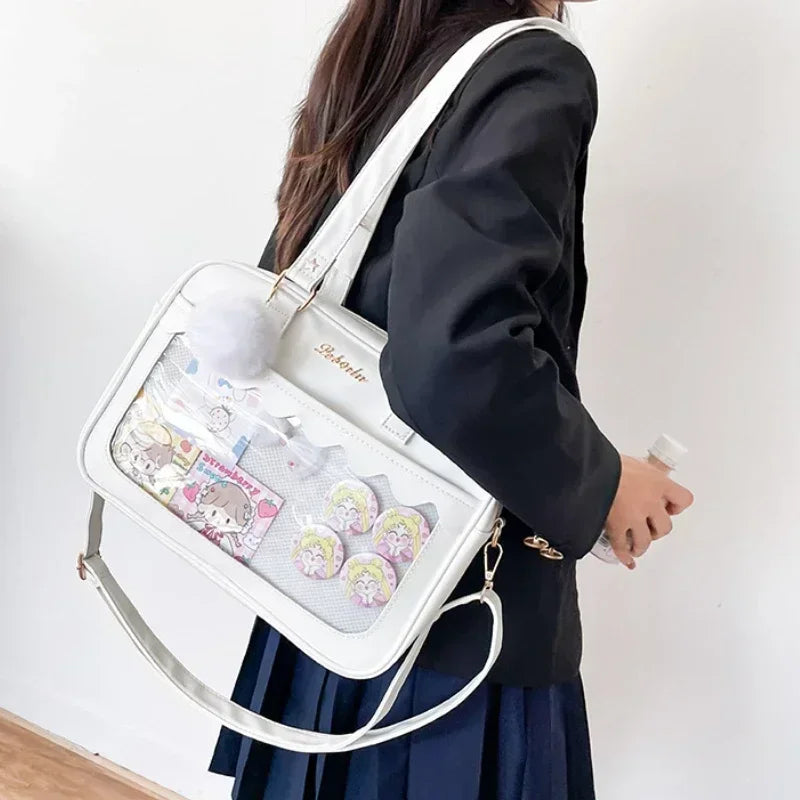 Display Window Box Shoulder Bag with Decorative Accent Details