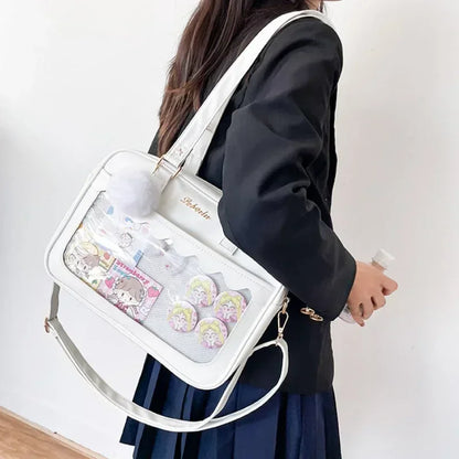 Display Window Box Shoulder Bag with Decorative Accent Details