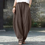 Women's High Waist Balloon Leg Casual Trousers with Relaxed Fit and Pocket Design