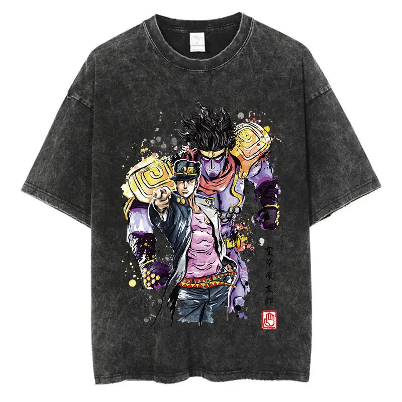 Vintage Anime Goth Character Streetwear Tee with Retro Manga Artwork