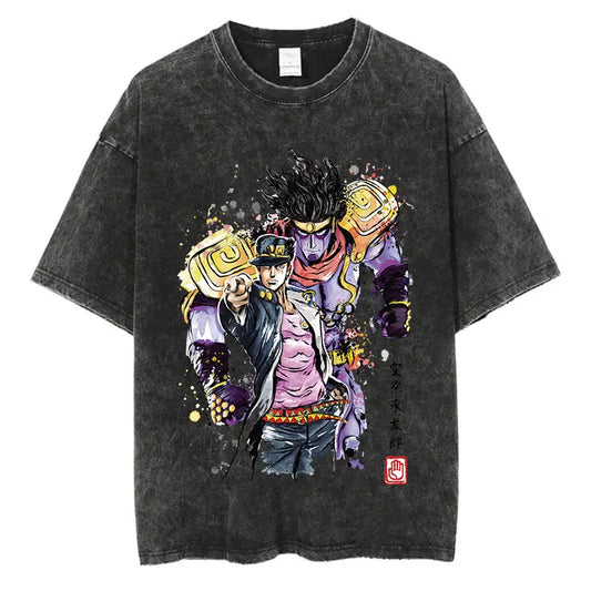 Vintage Anime Goth Character Streetwear Tee with Retro Manga Artwork