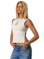 Women's Square Neck Sleeveless Tank Top with Open Back Minimalist Everyday Streetwear Style