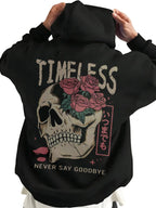 Timeless Gothic Manga Hoodie With Skull Rose Graphic Artwork