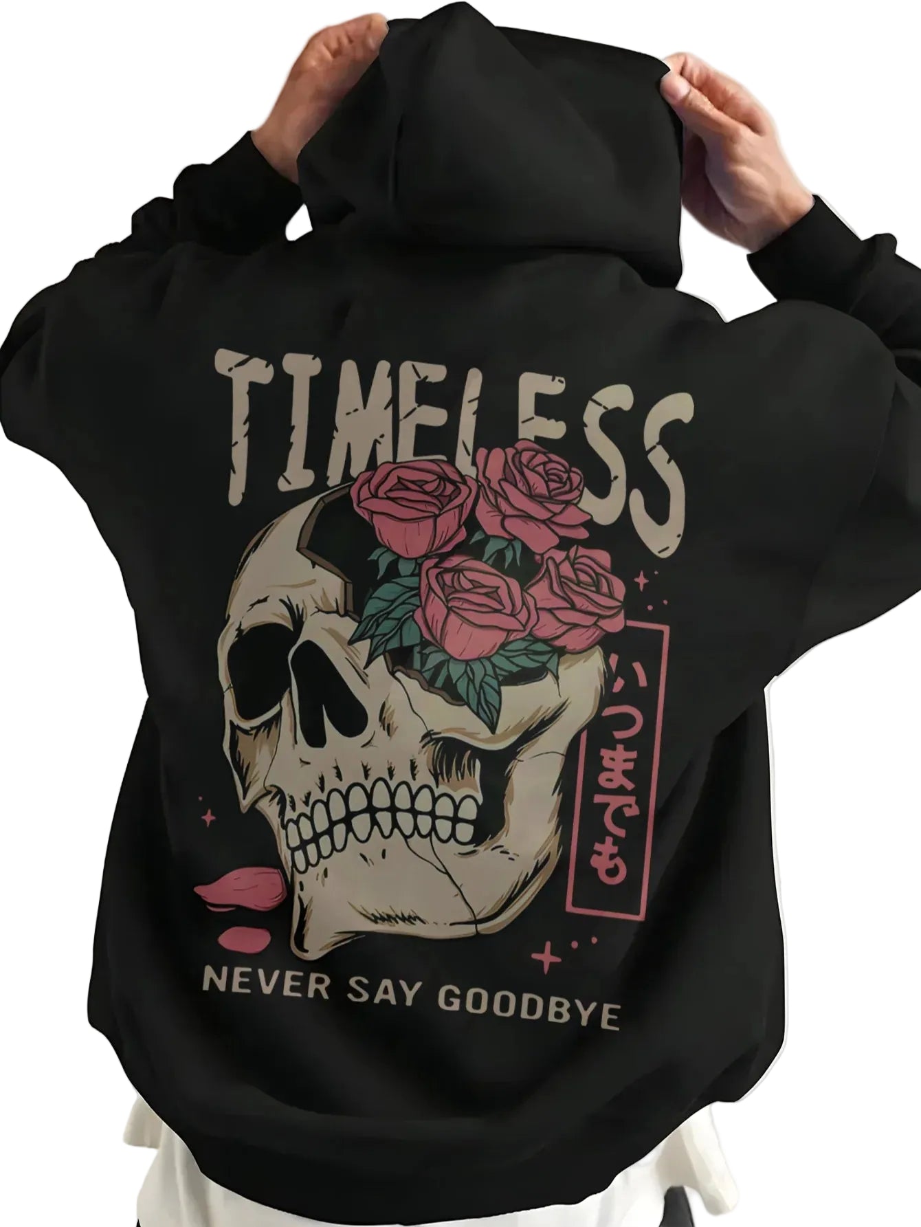 Timeless Gothic Manga Hoodie With Skull Rose Graphic Artwork