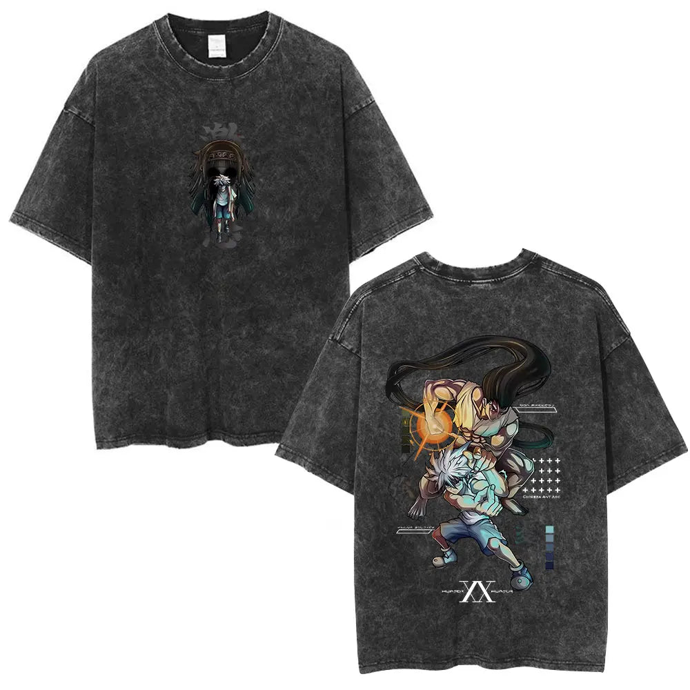 Anime Goth Cyber Graphic Oversized Washed Streetwear Cotton T-Shirt