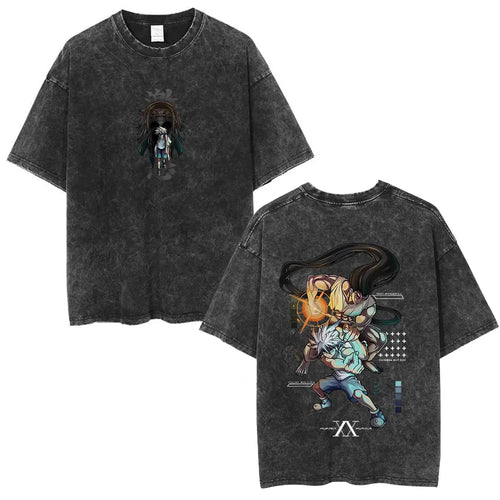Anime Goth Cyber Graphic Oversized Washed Streetwear Cotton T-Shirt - BigCat Streetwear