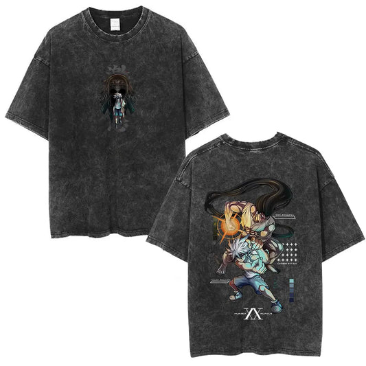 Anime Goth Cyber Graphic Oversized Washed Streetwear Cotton T-Shirt